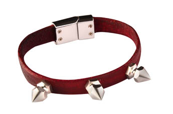 brown leather spike bracelet